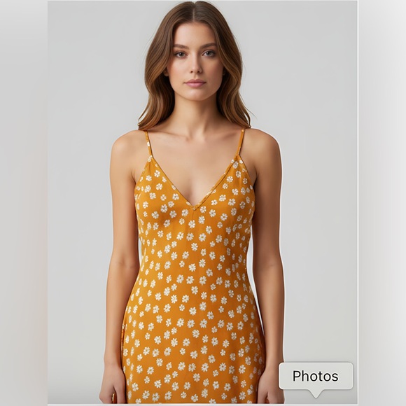 Floral Cami Dress Mustard - Picture 1 of 7